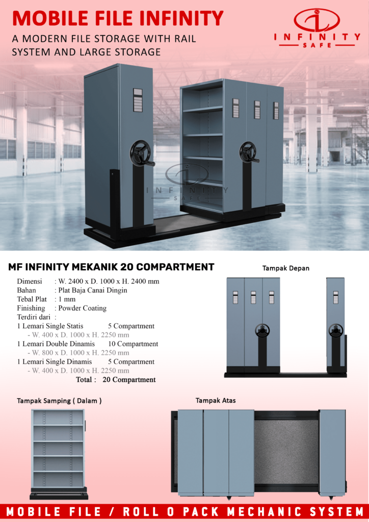 Brosur Mobile File Infinity Mekanik 20 Compartment ( 20 Rak ) - 5 Rak