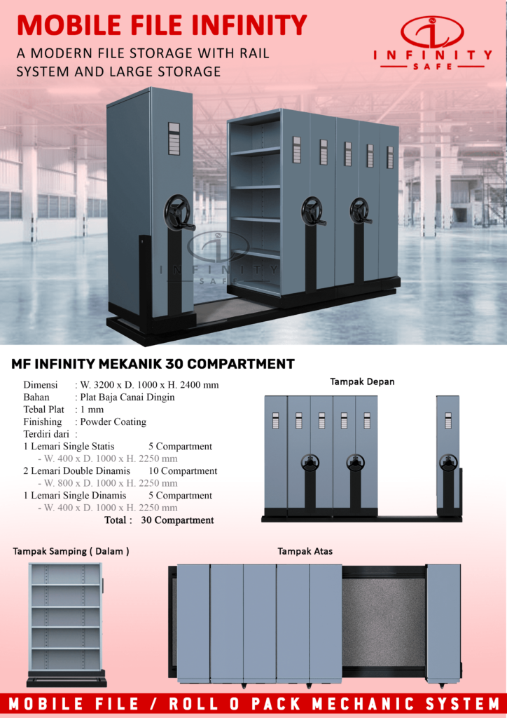 Brosur Mobile File Mekanik Infinity 30 Compartment ( 30 Rak ) - 5 Rak