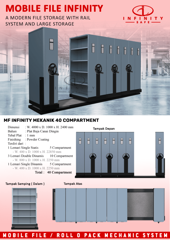 Brosur Mobile File Mekanik Infinity 40 Compartment ( 40 Rak ) - 5 Rak