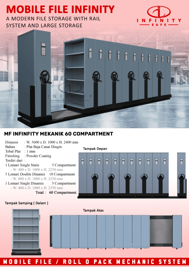 Brosur Mobile File Mekanik Infinity 60 Compartment ( 60 Rak ) - 5 Rak