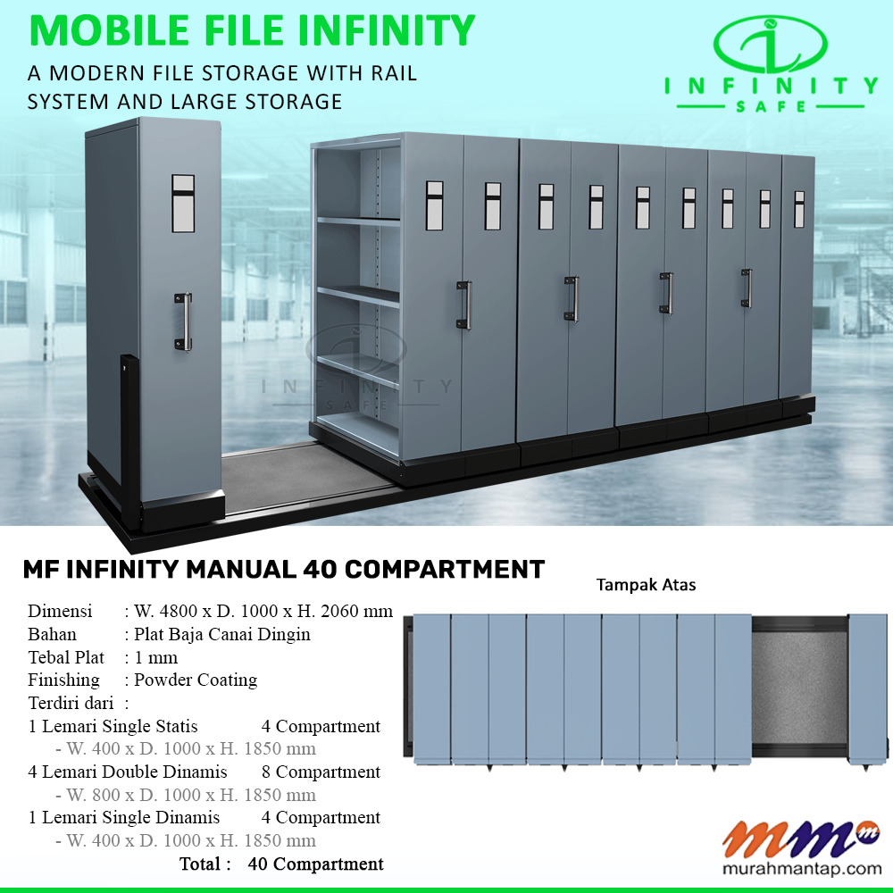 Mobile File Infinity Manual 40 Compartment ( 40 Rak ) - 4 Rak