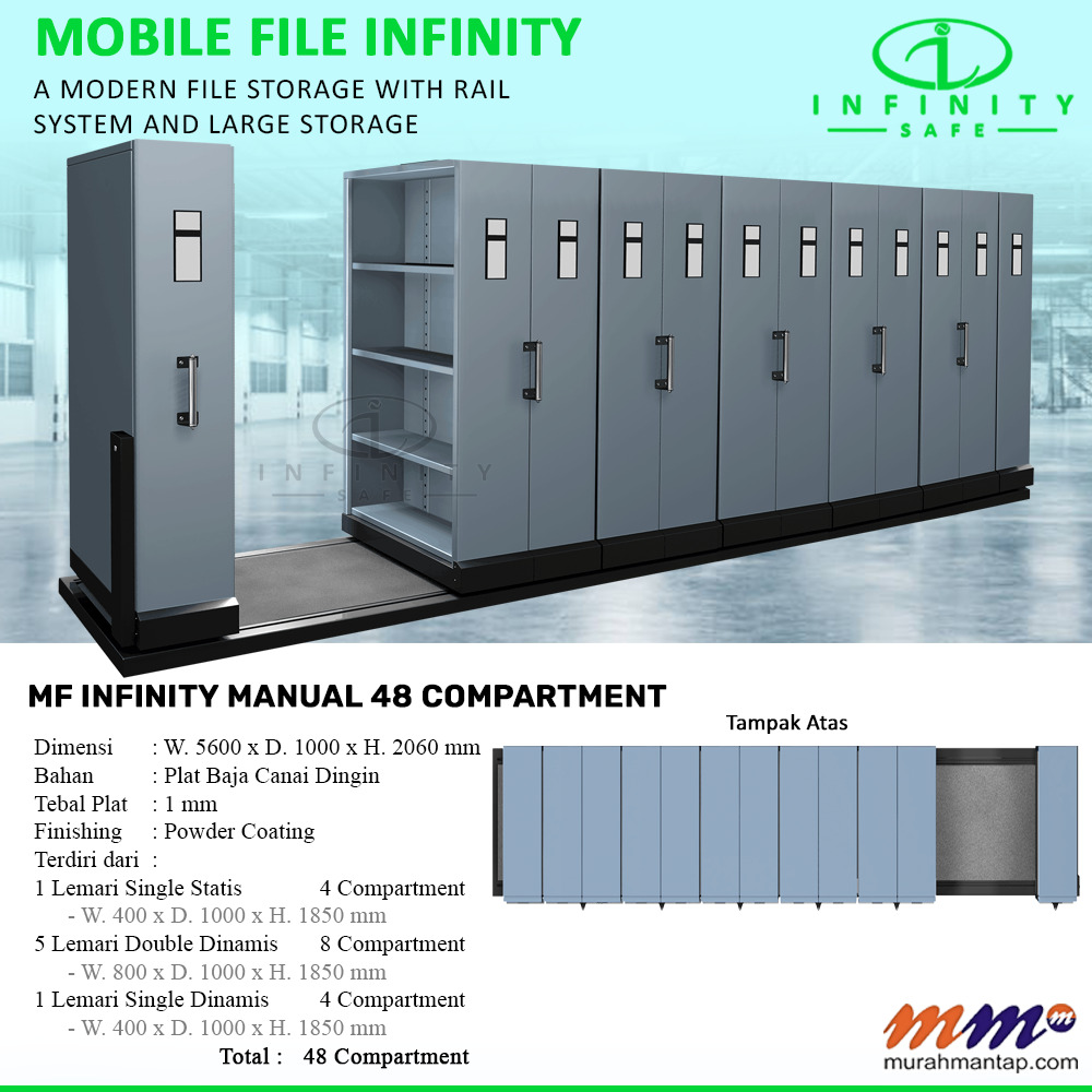 Mobile File Infinity Manual 48 Compartment ( 48 Rak ) - 4 Rak