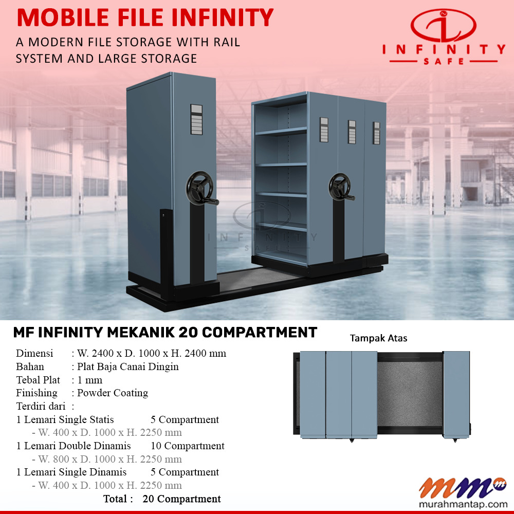 Mobile File Infinity Mekanik 20 Compartment ( 20 Rak ) - 5 Rak