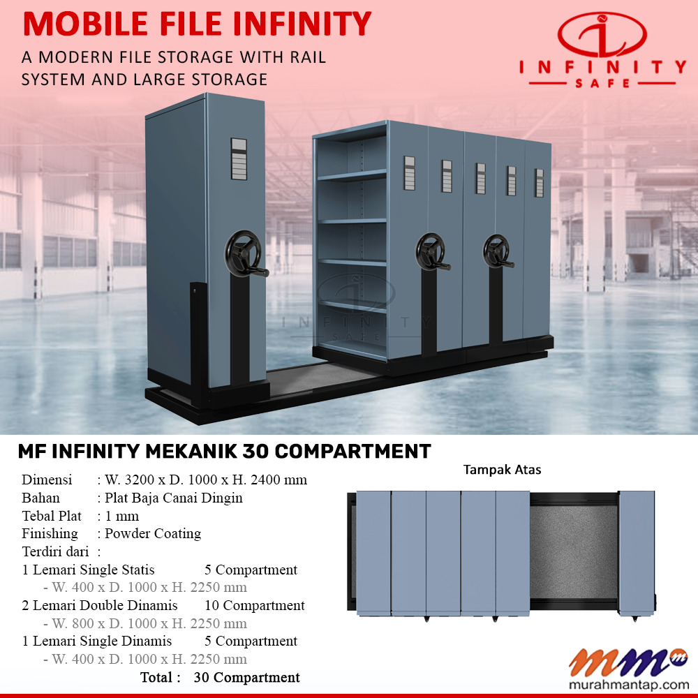 Mobile File Infinity Mekanik 30 Compartment ( 30 Rak ) - 5 Rak