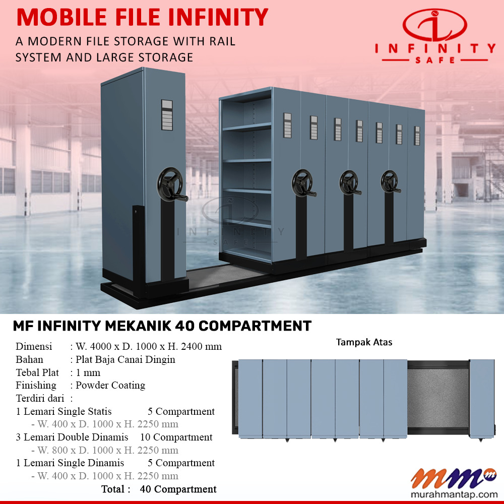 Mobile File Infinity Mekanik 40 Compartment ( 40 Rak ) - 5 Rak