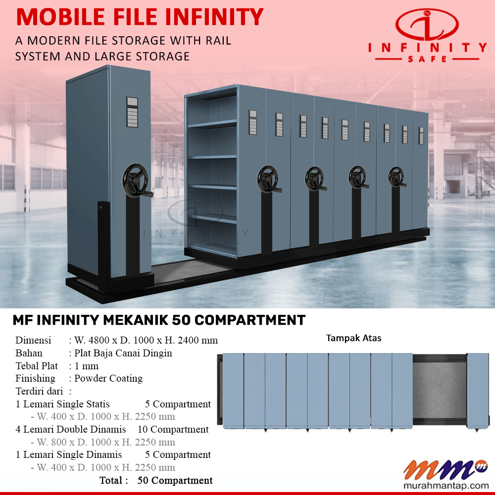 Mobile File Infinity Mekanik 50 Compartment ( 50 Rak ) - 5 Rak
