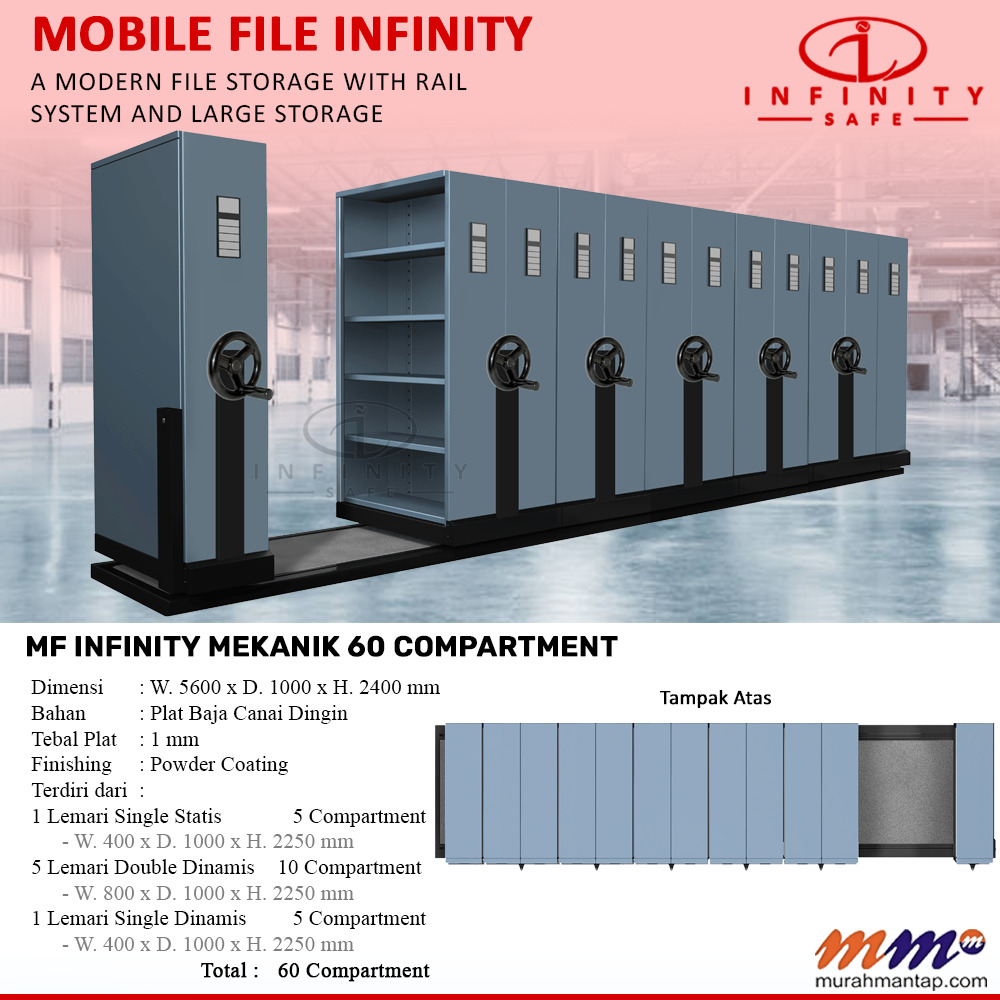 Mobile File Infinity Mekanik 60 Compartment ( 60 Rak ) - 5 Rak